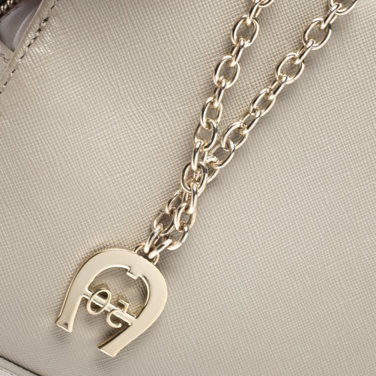 Pre Owned Aigner Beige Leather Small Satchel