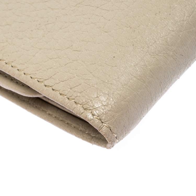 Pre Owned Aigner Ivory Leather Flap Compact Wallet