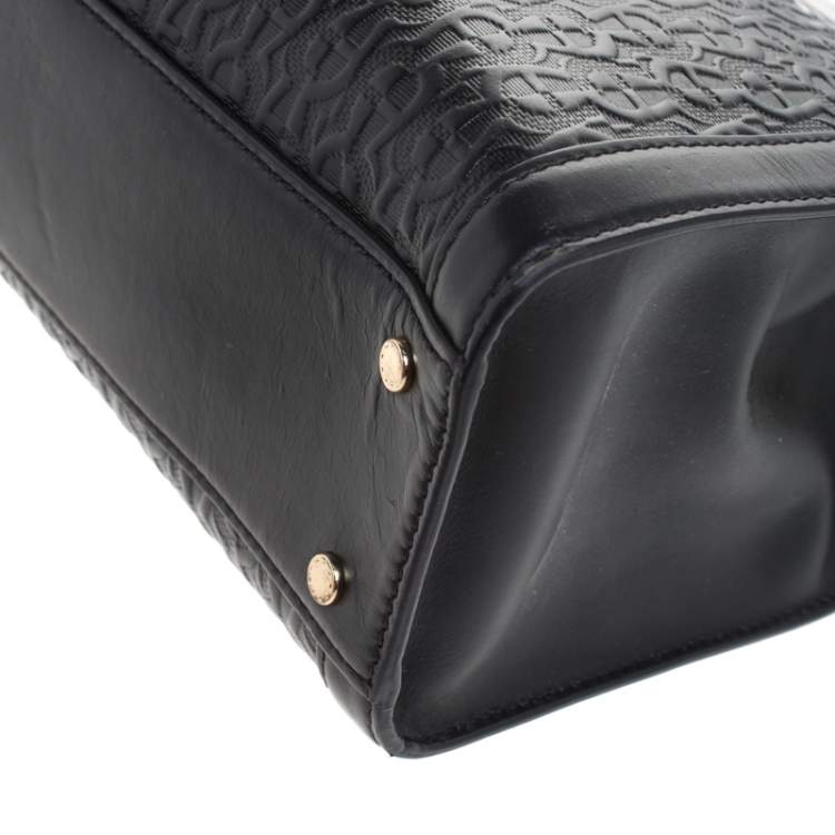 Pre Owned Aigner Black Leather Cavallina Top Handle Bag