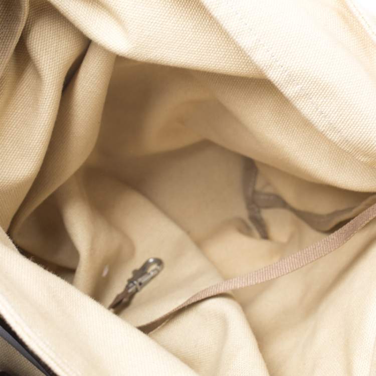Pre Owned Aigner Brown/Beige Canvas and Leather Cage Tote