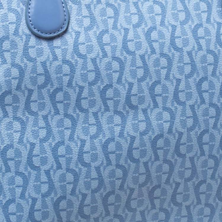 Pre Owned Aigner Blue Signature Coated Canvas Shopper Tote