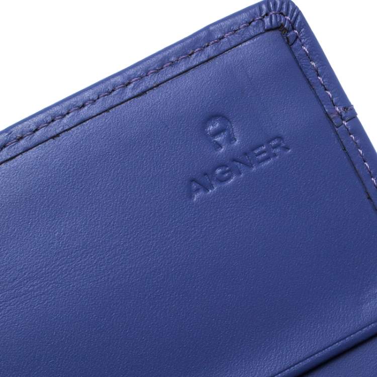 مملوكة مسبقًا Aigner Purple Croc Embossed Continental Wallet