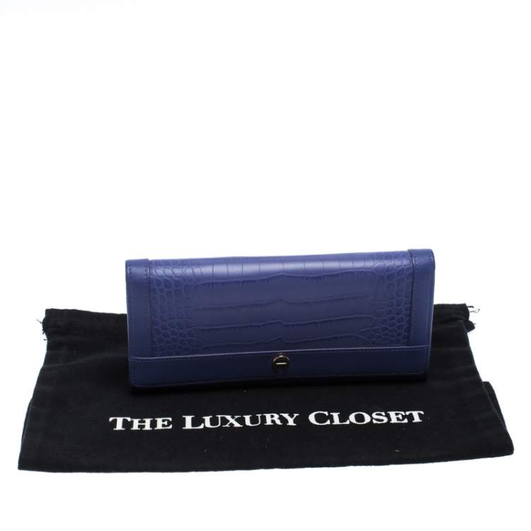 مملوكة مسبقًا Aigner Purple Croc Embossed Continental Wallet