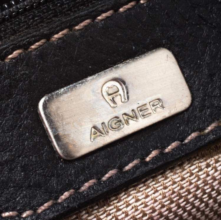 Pre Owned Aigner Black Leather Small Satchel