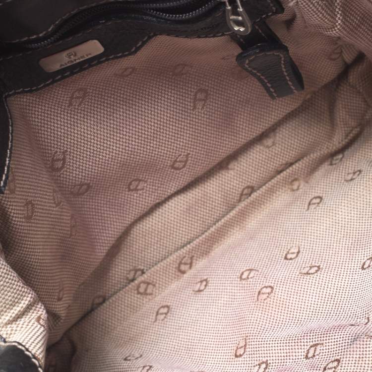 Pre Owned Aigner Black Leather Small Satchel