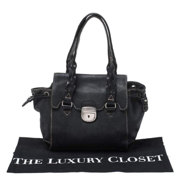 Pre Owned Aigner Black Leather Small Satchel