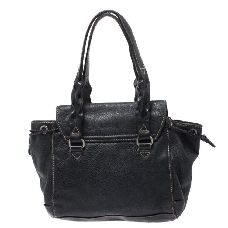 Pre Owned Aigner Black Leather Small Satchel