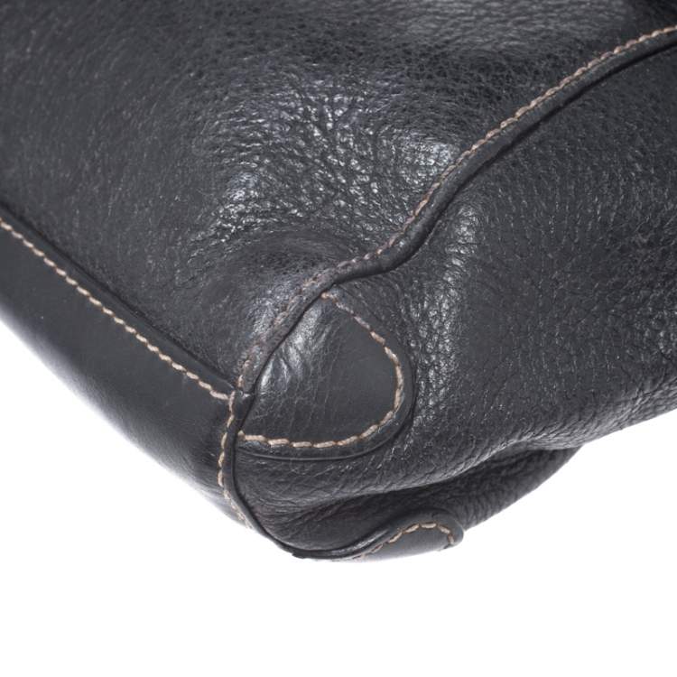 Pre Owned Aigner Black Leather Small Satchel