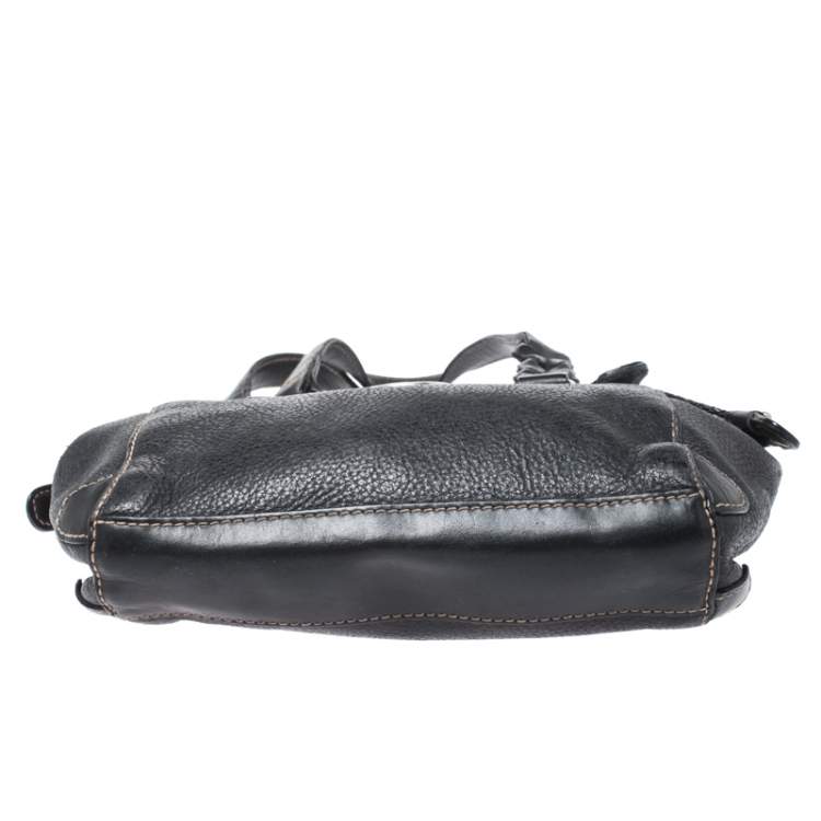 Pre Owned Aigner Black Leather Small Satchel