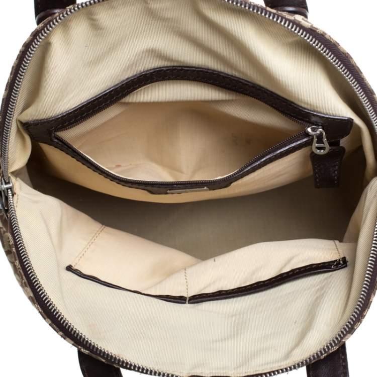 Pre Owned Aigner Brown/Beige Signature Canvas and Leather Satchel