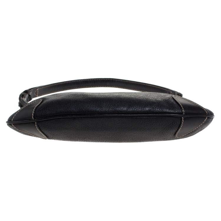 Pre Owned Aigner Black Leather Shoulder Bag
