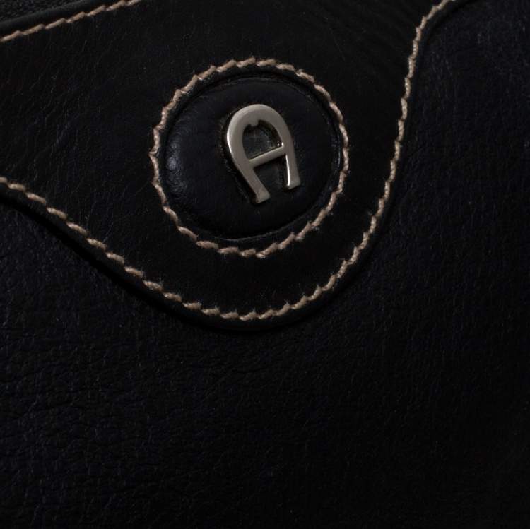 Pre Owned Aigner Black Leather Shoulder Bag