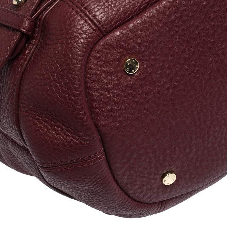 Pre Owned Aigner Burgundy Leather Double Zipped Satchel 