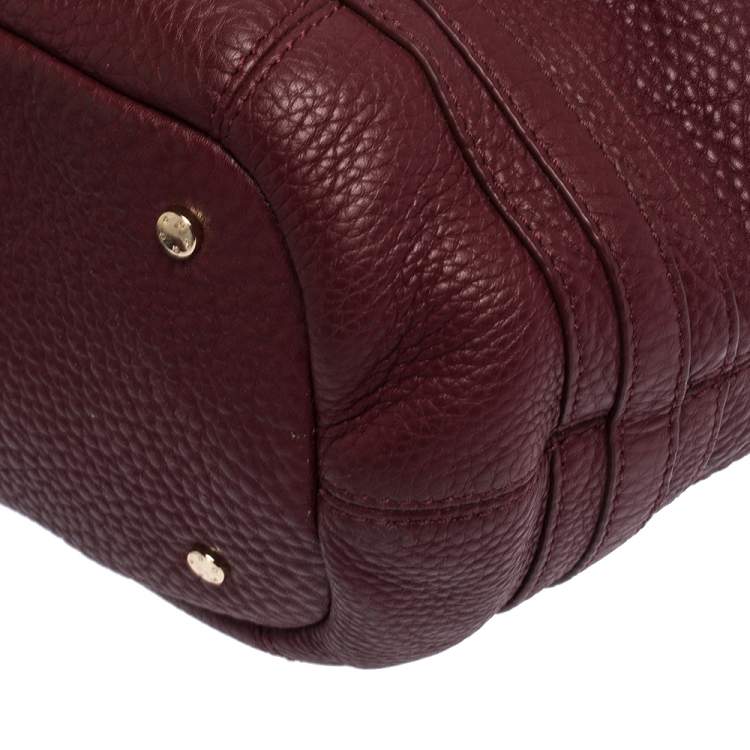 Pre Owned Aigner Burgundy Leather Double Zipped Satchel 