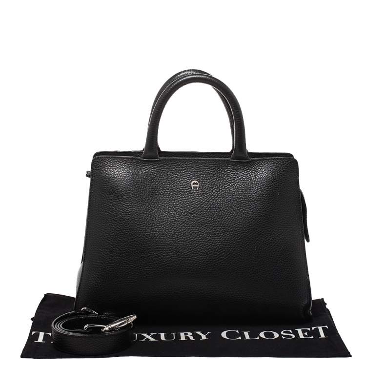 Pre Owned Aigner Black Leather Cybill Tote