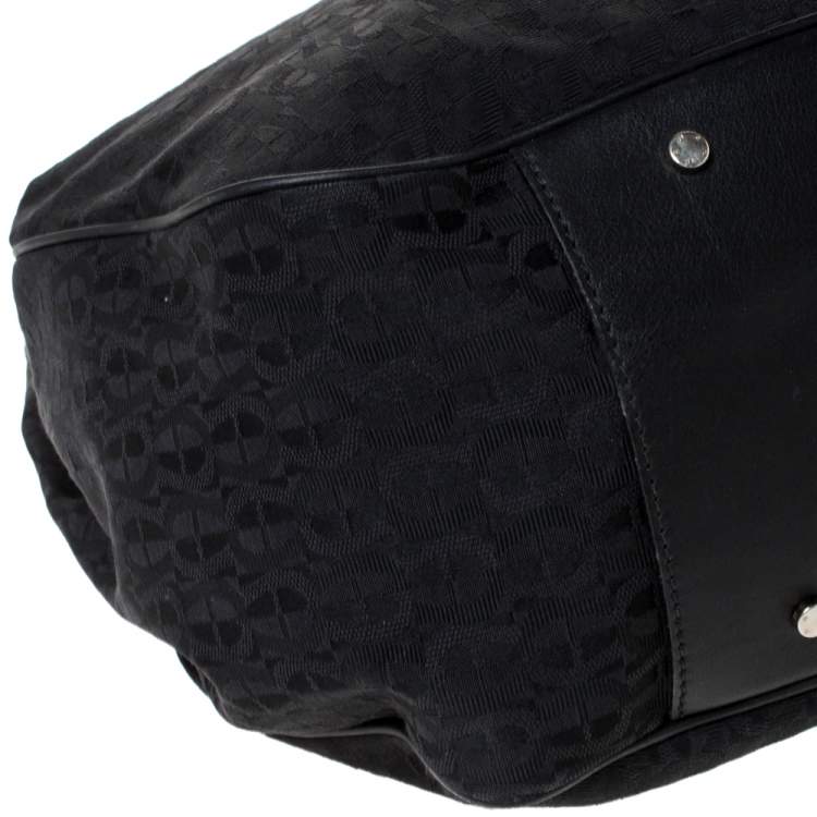 Pre Owned Aigner Black Signature Canvas and Leather Tote 