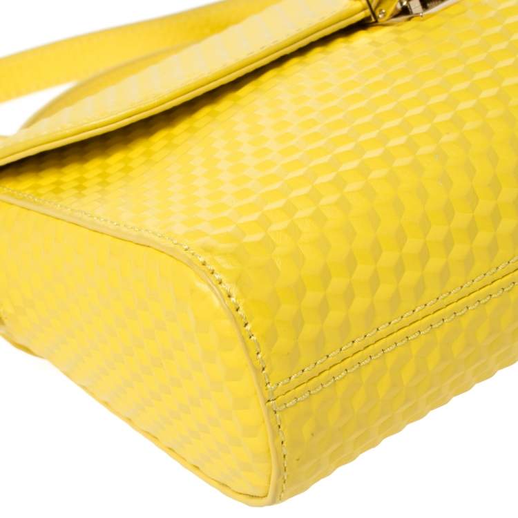 Pre Owned Aigner Yellow Embossed Leather Genoveva Crossbody Bag