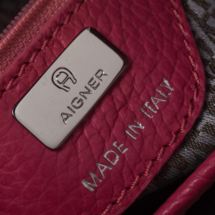 Pre Owned Aigner Pink Leather Cybill Tote