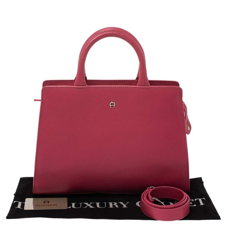 Pre Owned Aigner Pink Leather Cybill Tote