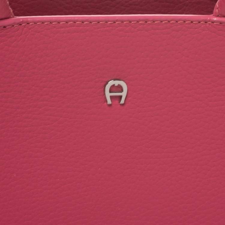 Pre Owned Aigner Pink Leather Cybill Tote