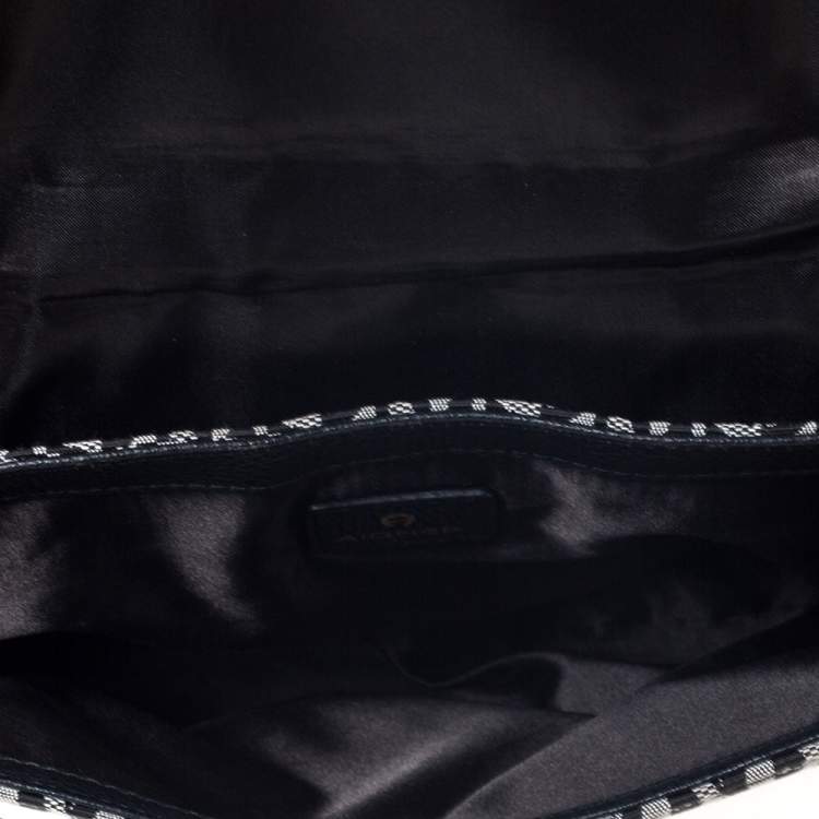 Pre Owned Aigner Grey/Black Signature Canvas and Leather Crossbody Bag