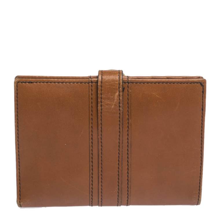 Pre Owned Aigner Tan Leather Compact Wallet