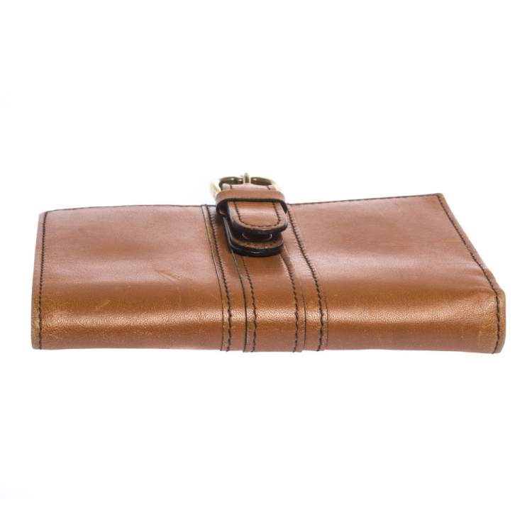 Pre Owned Aigner Tan Leather Compact Wallet
