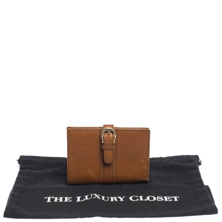 Pre Owned Aigner Tan Leather Compact Wallet