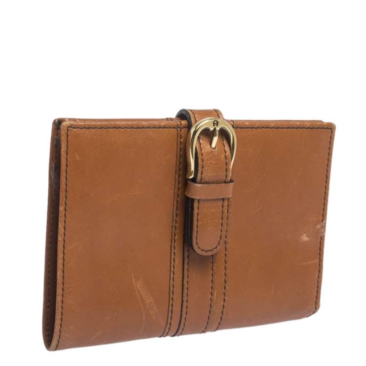 Pre Owned Aigner Tan Leather Compact Wallet