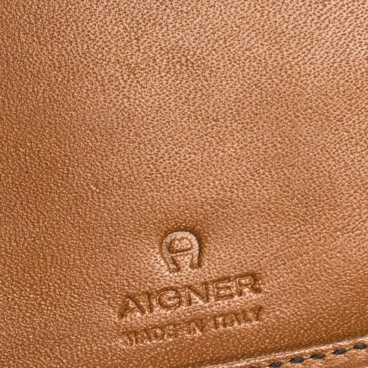 Pre Owned Aigner Tan Leather Compact Wallet