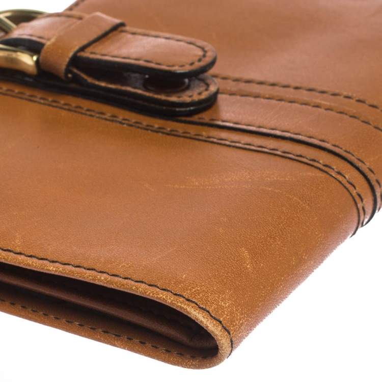 Pre Owned Aigner Tan Leather Compact Wallet