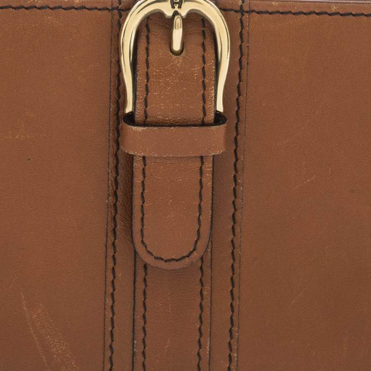 Pre Owned Aigner Tan Leather Compact Wallet
