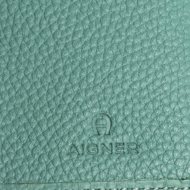 مملوكة مسبقًا Aigner Mint Green Embossed Leather Genoveva Continental Wallet