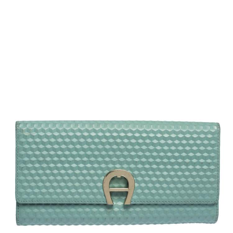 Aigner Mint Green Embossed Leather Genoveva Continental Wallet Aigner ...