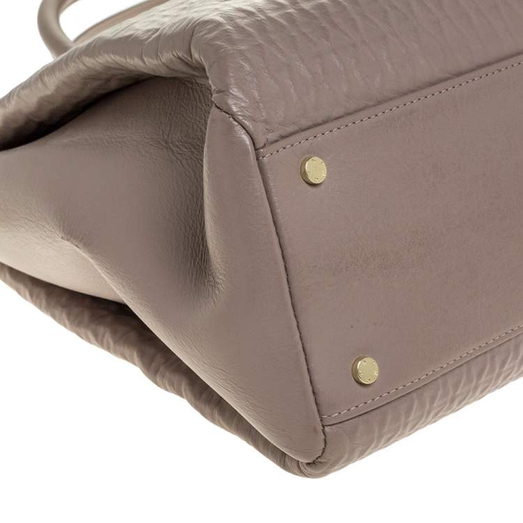 Pre Owned Aigner Grey Leather Middle Zip Tote