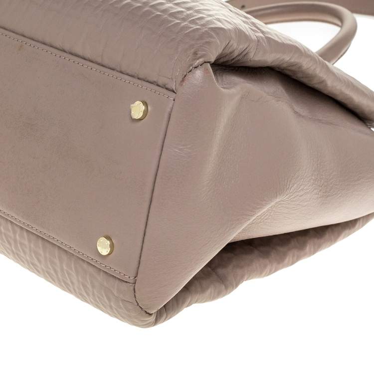 Pre Owned Aigner Grey Leather Middle Zip Tote