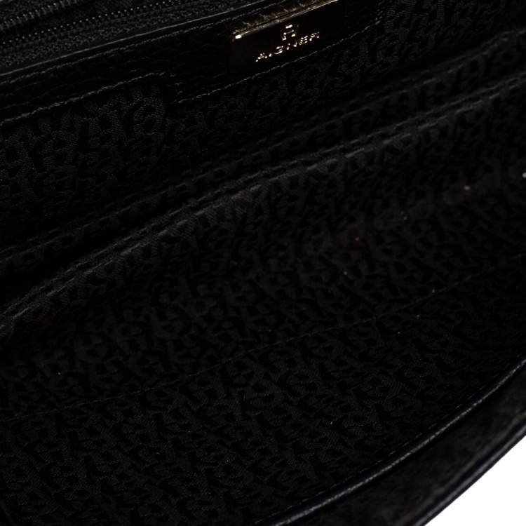Pre Owned Aigner Black/White Leather Diaodara Shoulder Bag