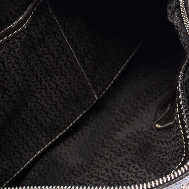 مملوكة مسبقًا Aigner Brown Signature Canvas and Leather Zip Hobo