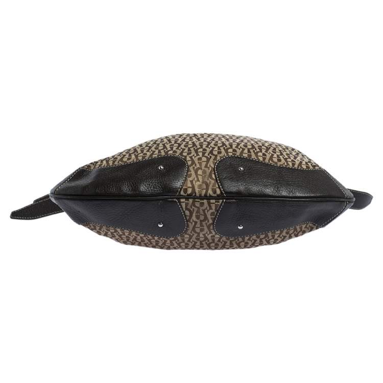 مملوكة مسبقًا Aigner Brown Signature Canvas and Leather Zip Hobo