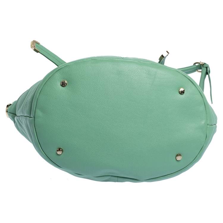 Pre Owned Aigner Green Leather Front Pocket Hobo