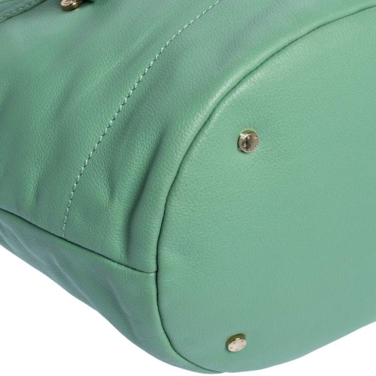 Pre Owned Aigner Green Leather Front Pocket Hobo