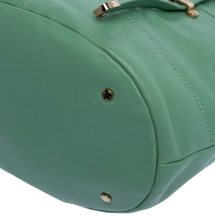 Pre Owned Aigner Green Leather Front Pocket Hobo