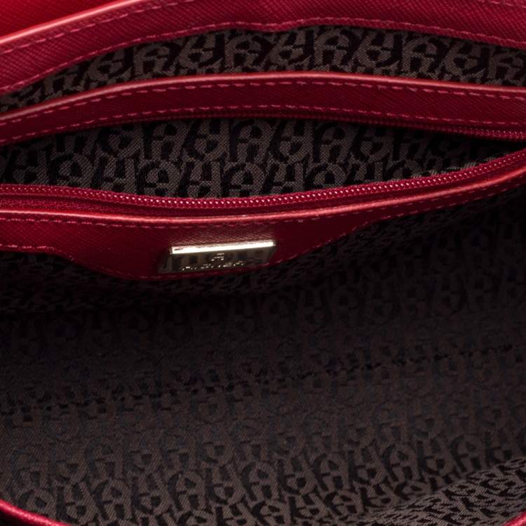 Pre Owned Aigner Red Leather Shoulder Bag