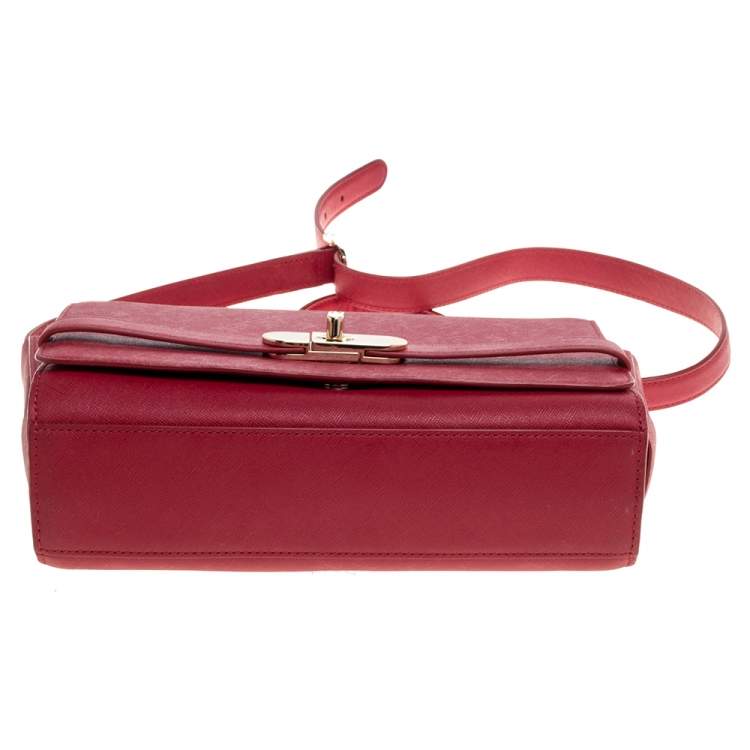 Pre Owned Aigner Red Leather Shoulder Bag