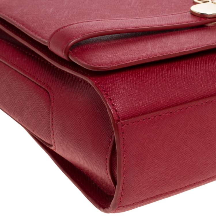 Pre Owned Aigner Red Leather Shoulder Bag