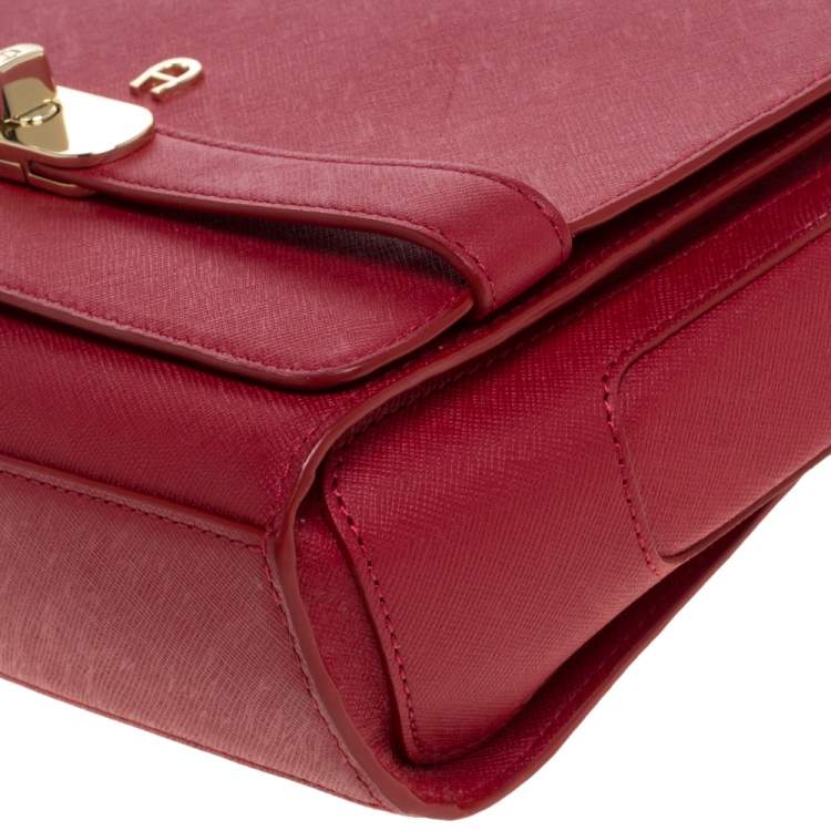 Pre Owned Aigner Red Leather Shoulder Bag