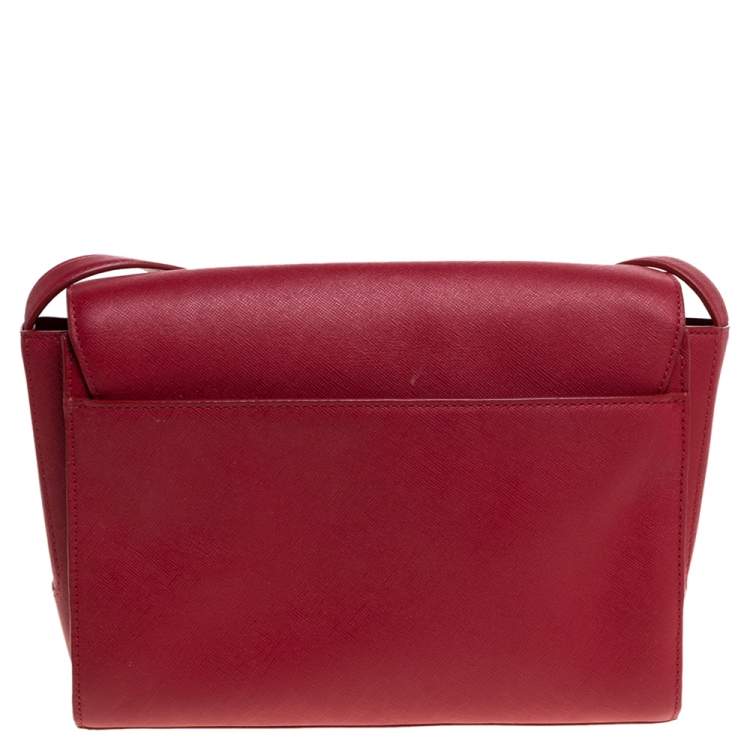 Pre Owned Aigner Red Leather Shoulder Bag