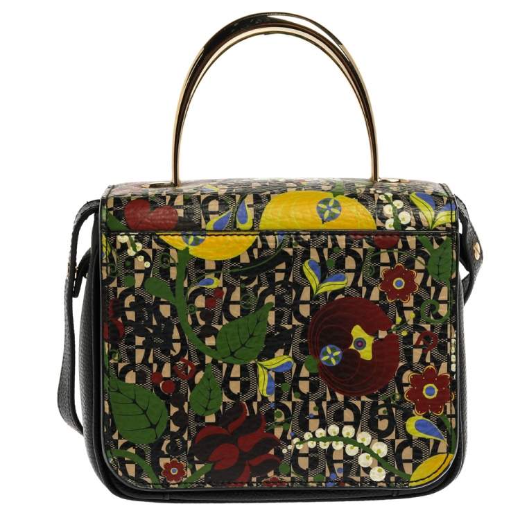Pre Owned Aigner Multicolor Printed Coated Canvas and Leather Genoveva Top Handle Bag