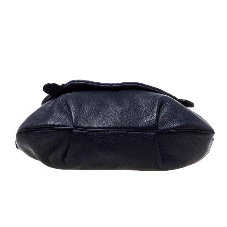 Pre Owned Aigner Blue Leather Flap Hobo
