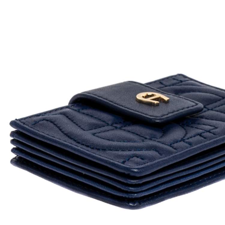 Pre Owned Aigner Blue Quilted Leather Card Holder